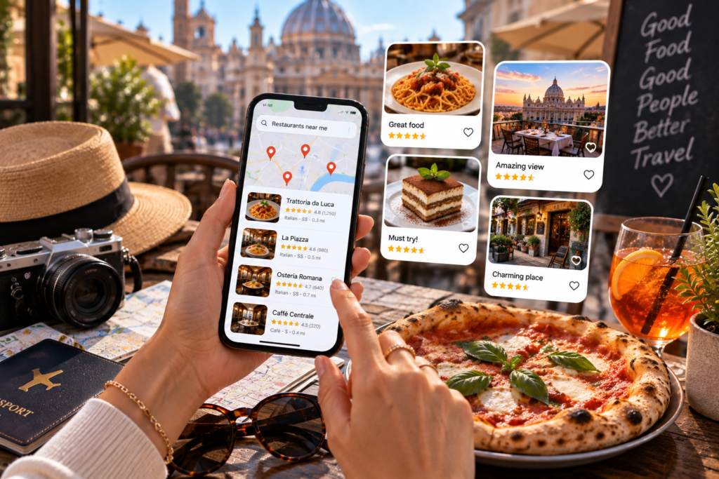 Aplicativos para escolher onde comer durante uma viagem